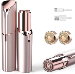 Facial Hair Removal for Women, Painless Hair Remover Device Lady Face Electric Razor for Lip, Chin,arms with USB Rechargeable Included 2 pc Replacement Heads