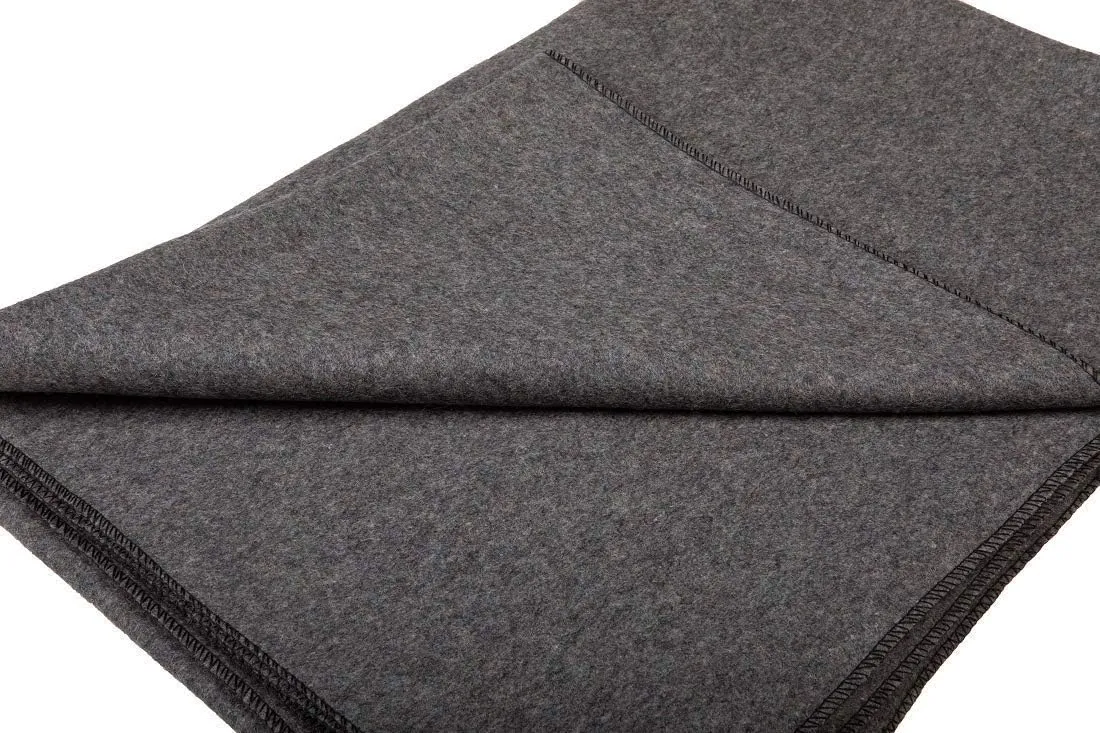 Farm Blue Wool Survival Emergency Blanket - Military Style 80” x 62” - Thick & Lightweight Army Camping - Large Camp Survival Blankets - Store in Car, Hiking, Backpacking & Festivals (Charcoal Grey)