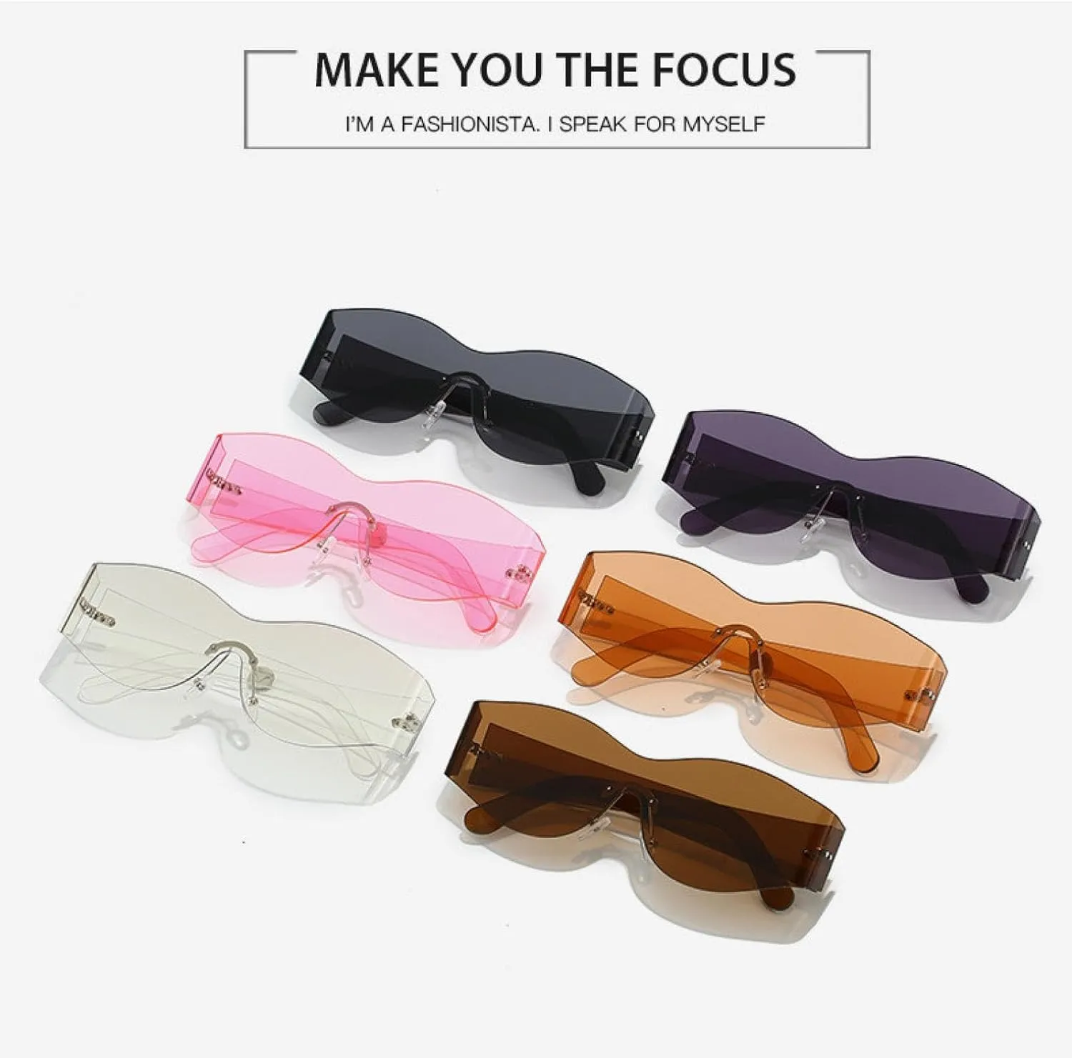 Fashion Rimless Punk Multicolor Male Shades Eyewear Trendy Female Uv400 Sun Glasses