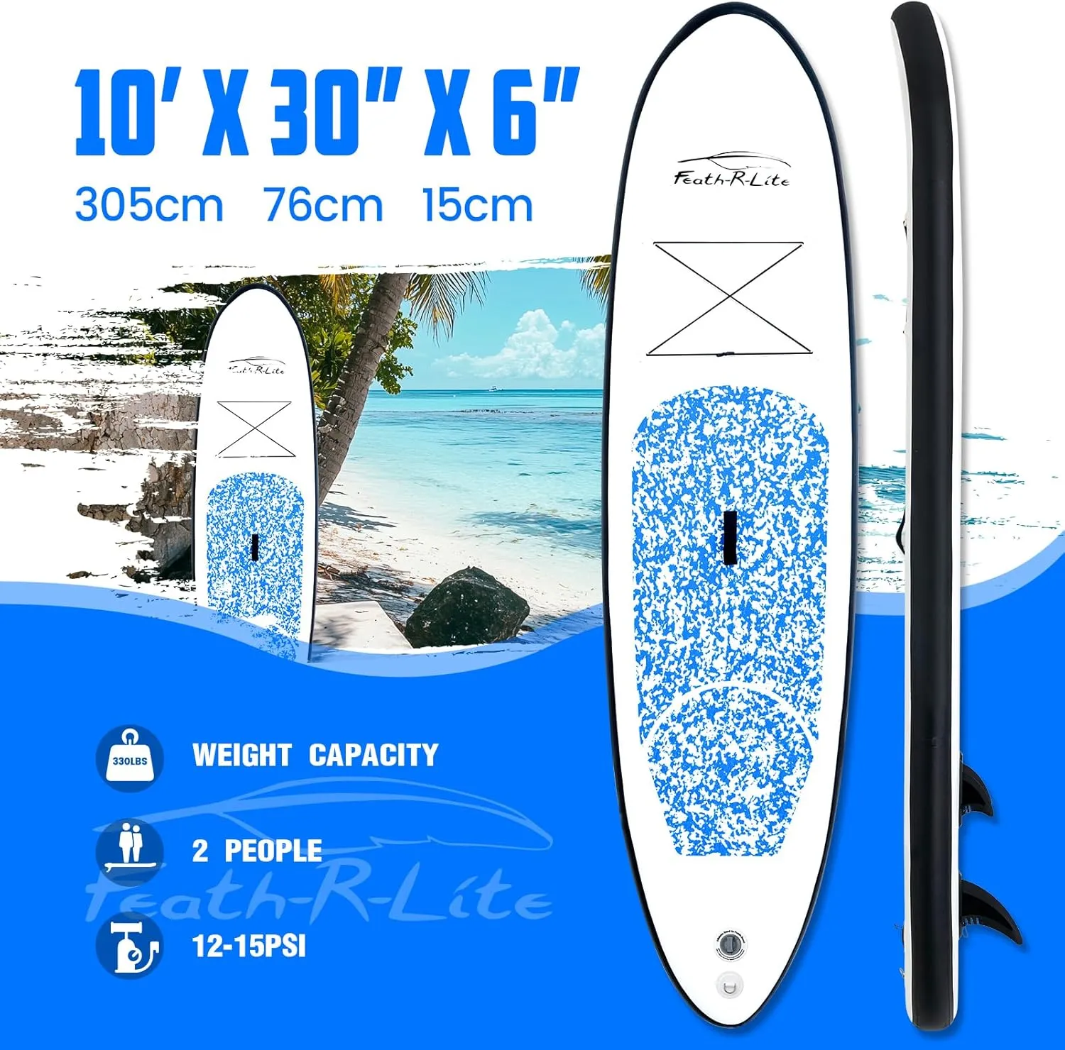 FEATH-R-LITE Inflatable Ultra-Light 10'×30''/10'6''×33'' Stand Up Paddle Board for All Skill Levels with Premium SUP Paddleboard Accessories,Non-Slip Comfort Deck for Youth & Adults
