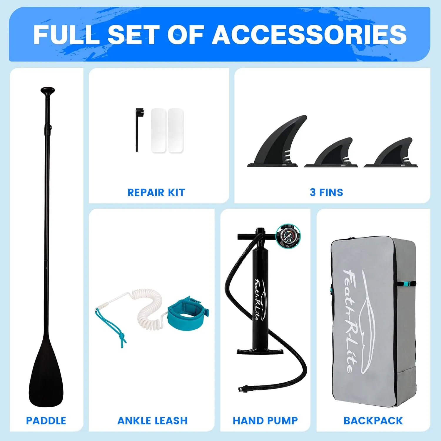 FEATH-R-LITE Inflatable Ultra-Light 10'×30''/10'6''×33'' Stand Up Paddle Board for All Skill Levels with Premium SUP Paddleboard Accessories,Non-Slip Comfort Deck for Youth & Adults