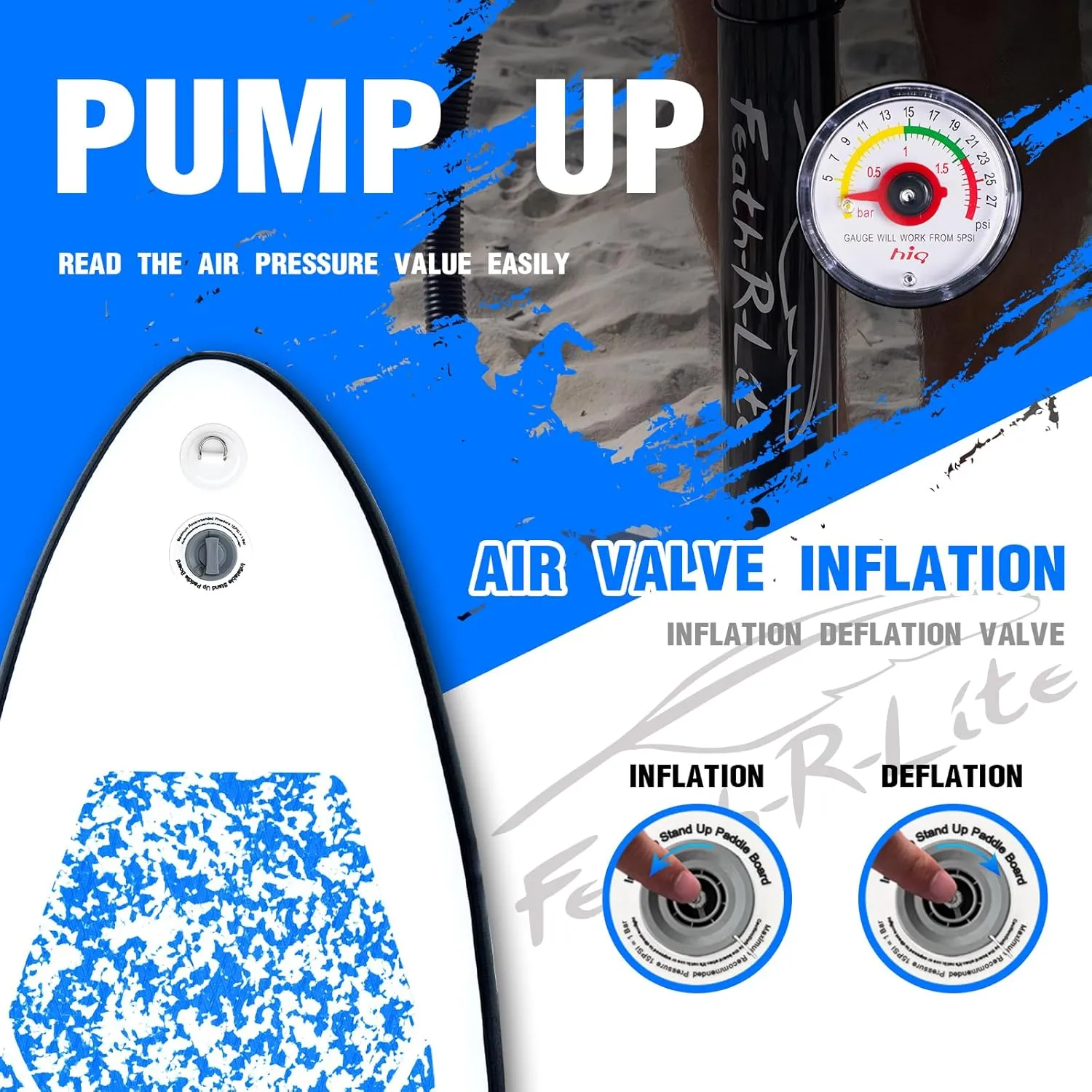 FEATH-R-LITE Inflatable Ultra-Light 10'×30''/10'6''×33'' Stand Up Paddle Board for All Skill Levels with Premium SUP Paddleboard Accessories,Non-Slip Comfort Deck for Youth & Adults
