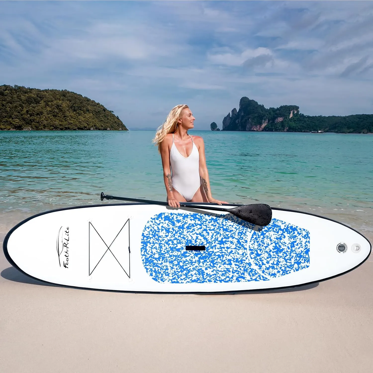 FEATH-R-LITE Inflatable Ultra-Light 10'×30''/10'6''×33'' Stand Up Paddle Board for All Skill Levels with Premium SUP Paddleboard Accessories,Non-Slip Comfort Deck for Youth & Adults