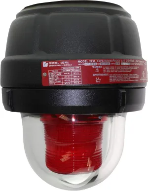 Federal Signal 27XL-024R Explosion-Proof LED Warning Light, 24V, Black, Red Lens