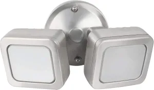 Feit Electric - 3000 Lumens Dusk to Dawn Mini Dual Flood LED Security Outdoor Light, 5000K CCT Daylight, Two Head Stainless Mini, 73708