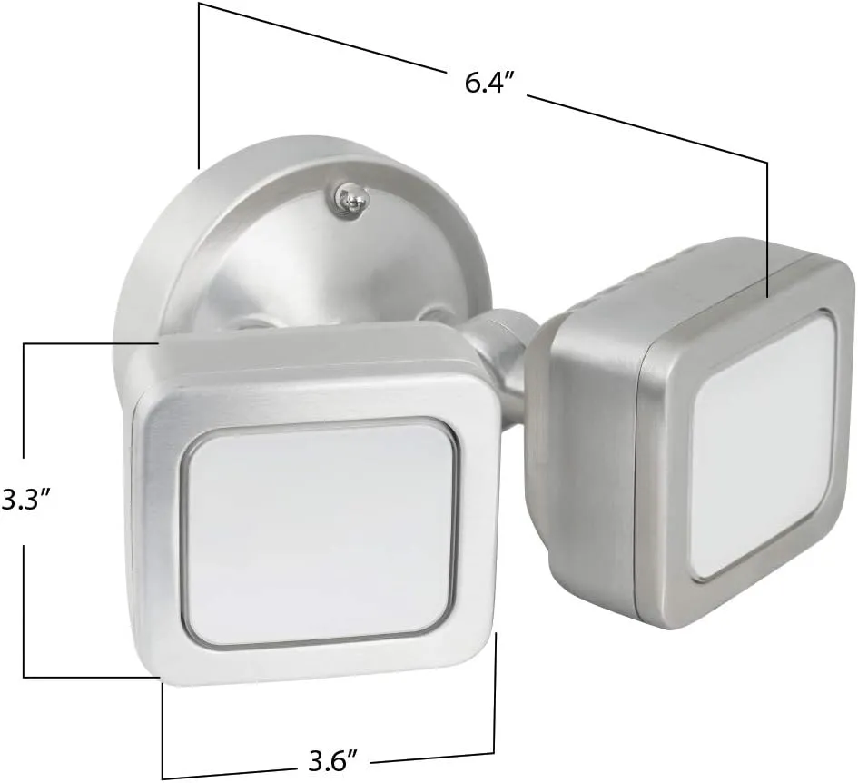 Feit Electric - 3000 Lumens Dusk to Dawn Mini Dual Flood LED Security Outdoor Light, 5000K CCT Daylight, Two Head Stainless Mini, 73708