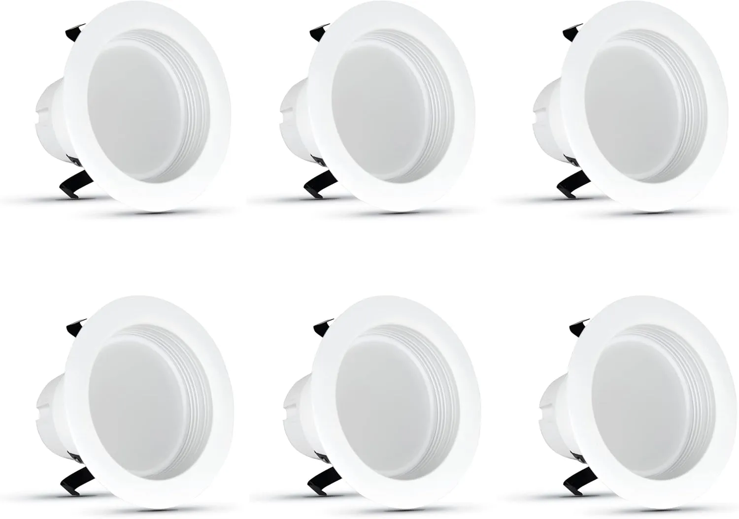 Feit Electric 4 inch LED Recessed Downlight - Baffle Trim - Standard E26 Adapter - 5000K Daylight - Dimmable- 50W Equivalent - 45 Year Life - 540 Lumen, 6-Pack, LEDR4B/950CA/MP/6
