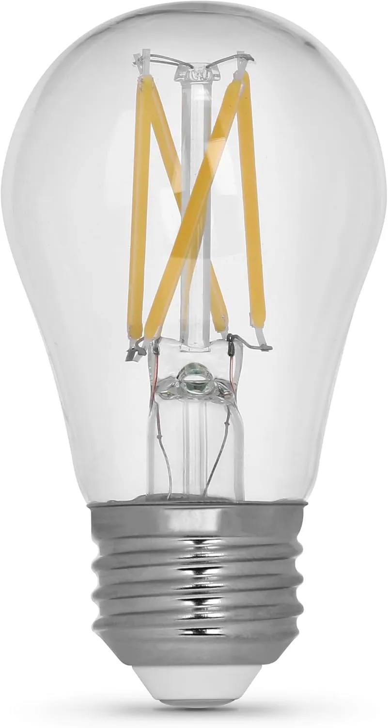 Feit Electric Enhance Filament A15 LED Light Bulb, 40W Equivalent, Dimmable, 5000K Bright Daylight, 90  CRI, Classic Glass Filament Style Lighting, 15,000-Hour Lifetime, BPA1540950CAFIL2RP/6, 12 Pack