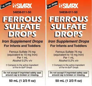 Ferrous Drops Iron Supplement Peppermint Flavor Generic for Enfamil Fer-in-Sol Iron Supplement Drops for Infants, Toddlers & Children Measuring Dropper Included 50 ml per Bottle Pack of 2