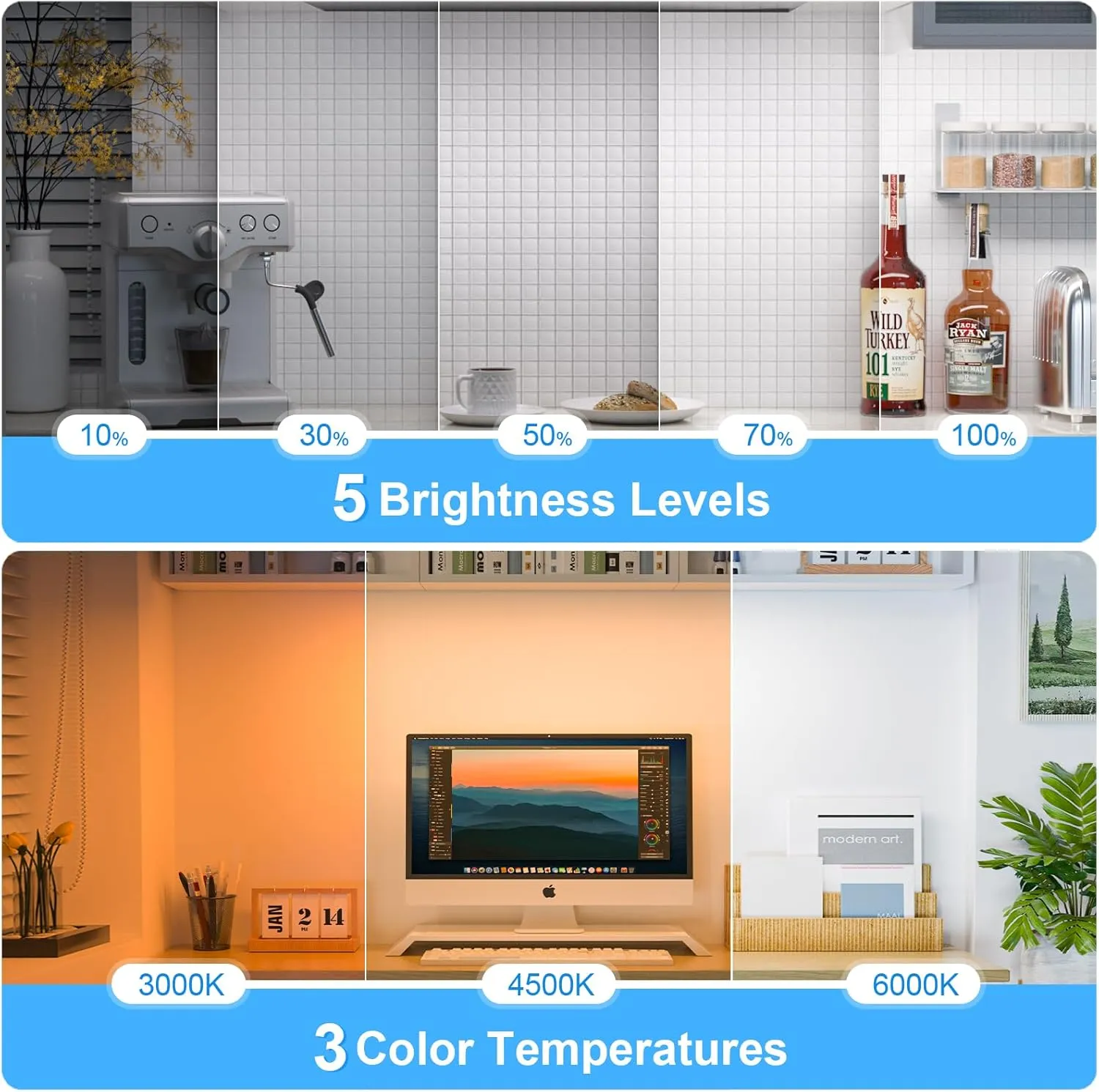Ferswe 5W Mirror Lights with Remote Control,3 Color Adjustable Makeup Light with 120 LEDs,2500mAh Rechargeable Light Bar,Touch Light Wireless for Cabinets,Stick On Lights for Closet,Bunk Bed