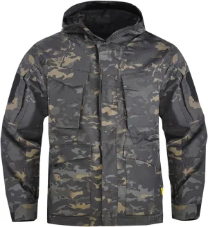 Finelylove Mens Military Tactical Jacket Waterproof Rain Jacket Warm Winter Raincoat Mountain Windbreaker with 6 Pockets