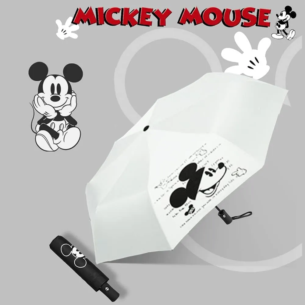 Finex Mickey Travel Compact Auto Folding Golf Umbrella with Auto Open Close One Button Handle & Wrist Strap