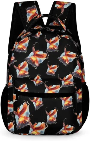 Fire Phoenixes Volcanoes Eruption Backpack Travel Daypack Print Back Pack Lightweight Laptop Shoulder Bag