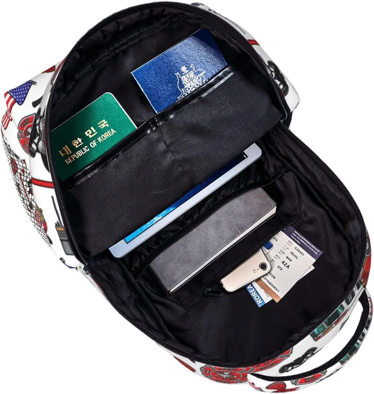 Firefighting Fire Trucks American Flag Backpack Lightweight Laptop Backpack Casual Daypack Travel Double Shoulder Bag For Women Men
