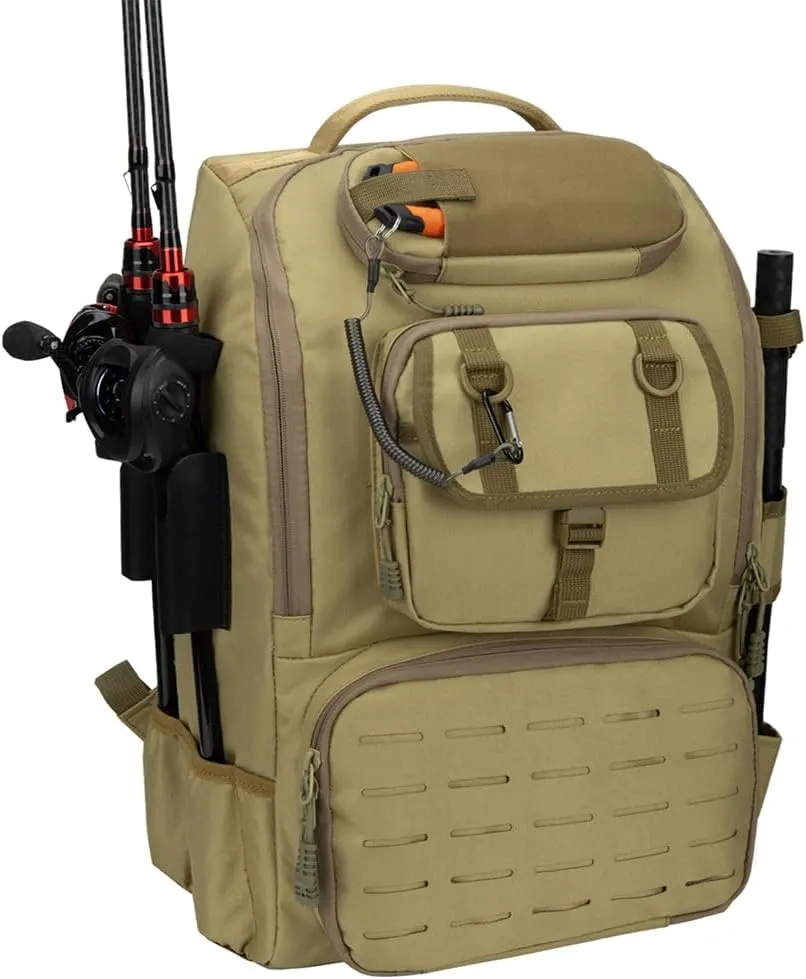 Fishing Backpack with Rod Holders,40L Large Water-resistant Fishing Tackle Bag with Cooler,Tackle Box Backpack