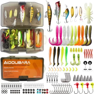Fishing Lures kit, 132pcs Tackle Box Kit Included Crankbaits, Spoon, Hooks, Weights & Other Accessories, Freshwater & Saltwater Bait Lure for Bass, Trout, Walleye, Fishing Gear Gift for Men