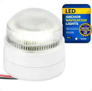 Five Oceans Anchor Light - Stern Lights for Boats, Boat Lights Navigation, 12V DC, USCG 2NM Certified, Surface Fixed Mount, 2-3/8-inch, Boat Stern Light for Pontoon, Fishing Boats, Bass Boats - FO4468