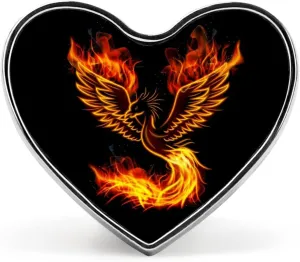 Flaming Phoenix Bird Brooch Pins Enamel Brooch Love Heart Lapel Pin Art Decor for Bag Jacket Hat 0.8" X 1"
