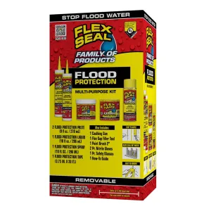 Flex Seal Flood Protection Multi-Purpose Kit, Waterproof, Removable, Use on Windows, Doors, Garage Doors, Seams, Casings,Thresholds, Conduits, Vents, Ducts, and More