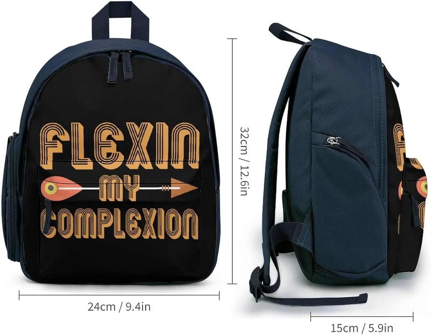 Flexin My Complexion Funny Travel Backpack Lightweight Shoulder Bag Casual Daypack for Daily Business for Women Men