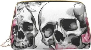 Floral Skull Toiletry Pouch, Travel-Friendly Makeup Organizer For Makeup Brushes, Lipsticks