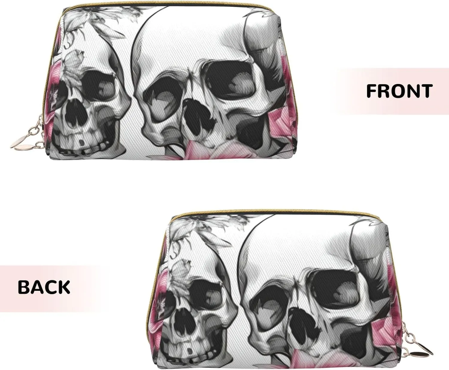 Floral Skull Toiletry Pouch, Travel-Friendly Makeup Organizer For Makeup Brushes, Lipsticks