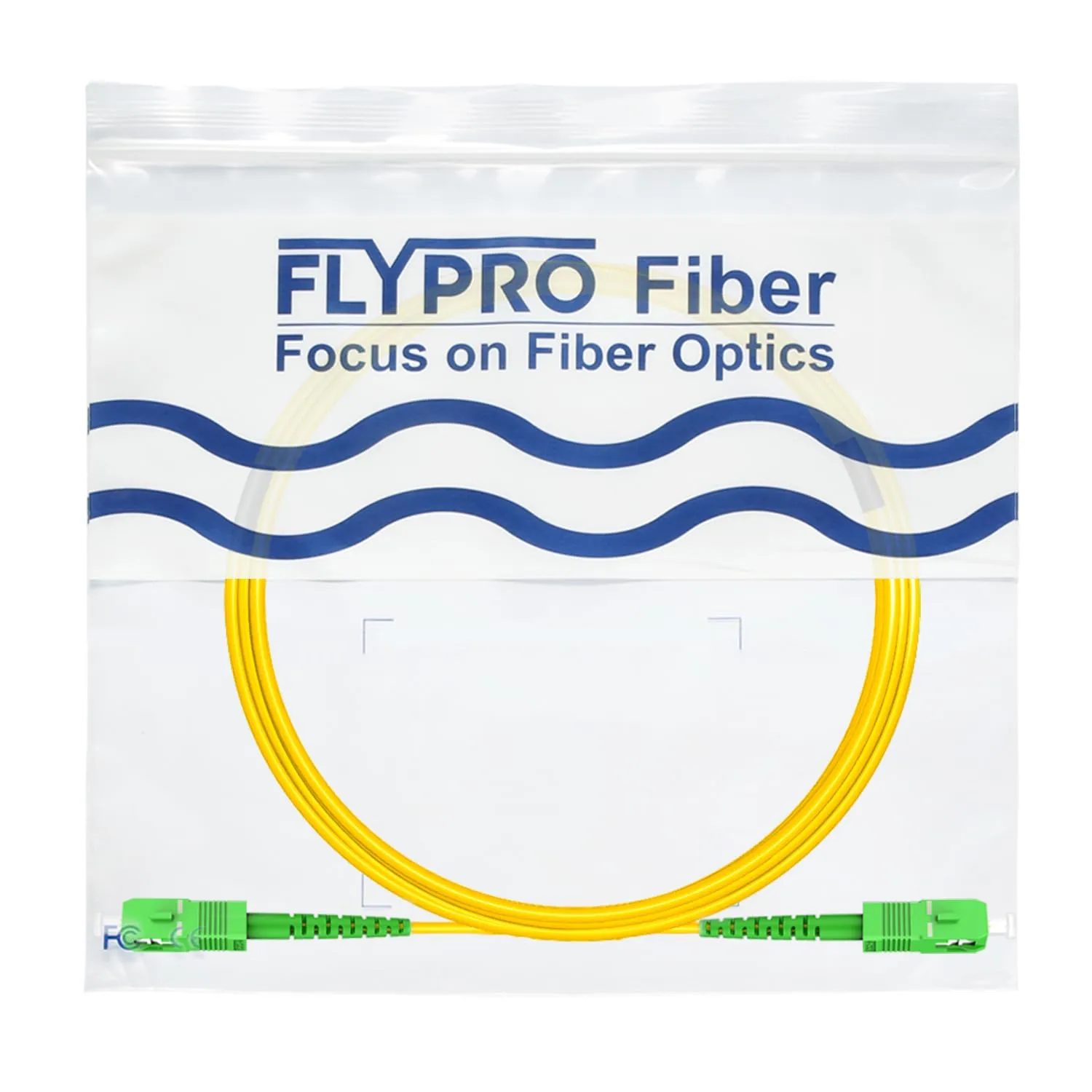 FLYPROFiber- 20m/66ft SC/APC to SC/APC Optic Fiber Cable, OS2 Single Mode Fiber Patch Cable, Simplex, Length Option: 0.5m-50m 9/125um LSZH Yellow OD-2.0mm 20m(66ft)