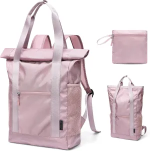 Foldable Convertible Tote Backpack Lightweight Versatile Nylon Daypack for Women Work Leisure Travel,Berry Pink