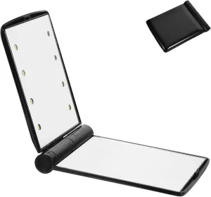 Foldable Led Makeup Mirror Light Portable Double-Sided Handheld Mirror for Travel Chic Design with Bright Illumination Sturdy Construction for Women