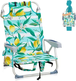 Folding Beach Chairs for Adults, Lightweight Backpack Beach Chair with Headrest, Aluminum Camping Chair Support 220LBS for Camp, Picnic, Lawn