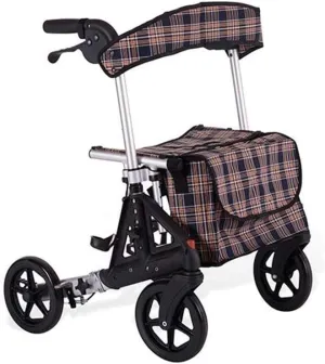Folding Rollator Lightweight Foldable 4 Wheel Rollator Walker Aid Adjustable Height with Padded Waterproof Seat Lockable Brakes and Storage Bag for The Elderly