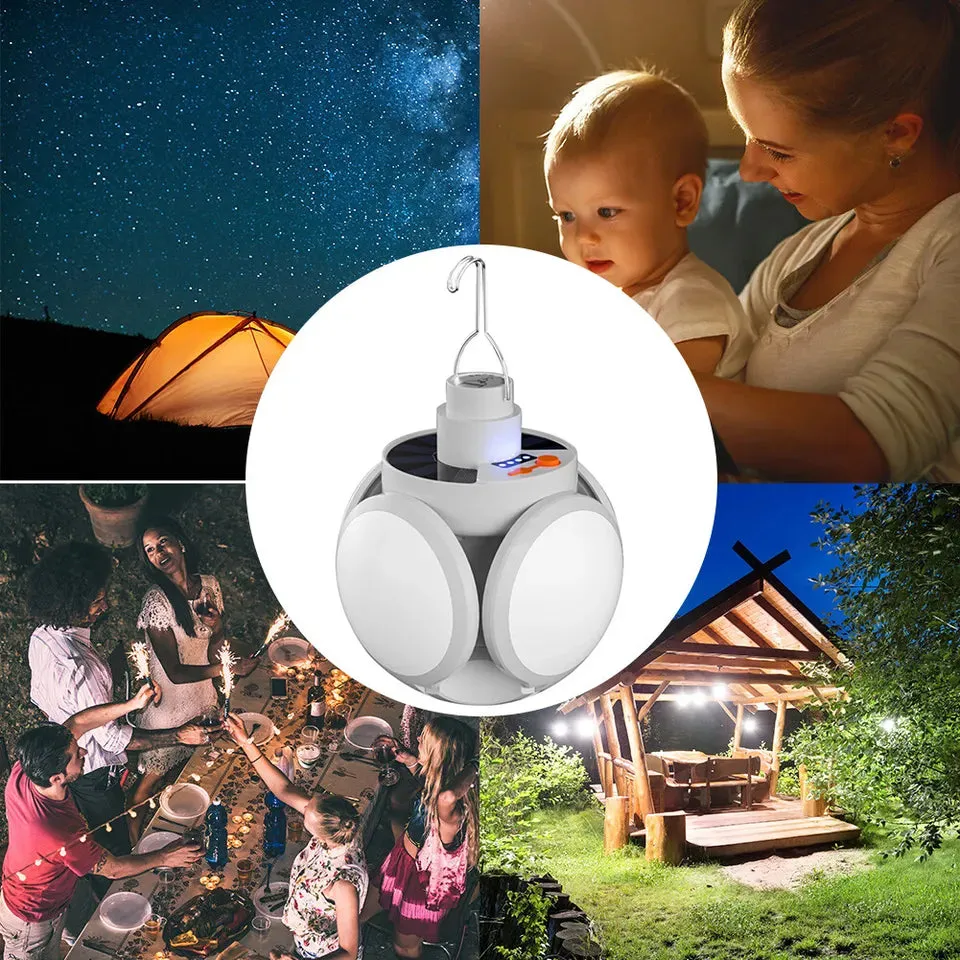 Football Foldable Solar Light, Emergency Home Camping Night Lights, Portable USB Rechargeable LED Search Light, 2 In 1 Camping Light, Portable Tent Lamp with Hanging Hook