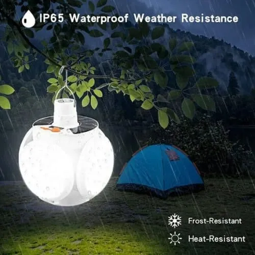 Football Foldable Solar Light, Emergency Home Camping Night Lights, Portable USB Rechargeable LED Search Light, 2 In 1 Camping Light, Portable Tent Lamp with Hanging Hook