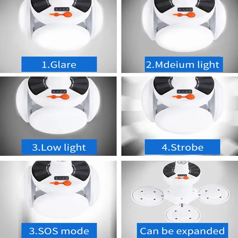 Football Foldable Solar Light, Emergency Home Camping Night Lights, Portable USB Rechargeable LED Search Light, 2 In 1 Camping Light, Portable Tent Lamp with Hanging Hook