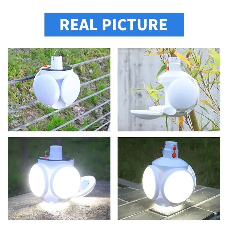 Football Foldable Solar Light, Emergency Home Camping Night Lights, Portable USB Rechargeable LED Search Light, 2 In 1 Camping Light, Portable Tent Lamp with Hanging Hook