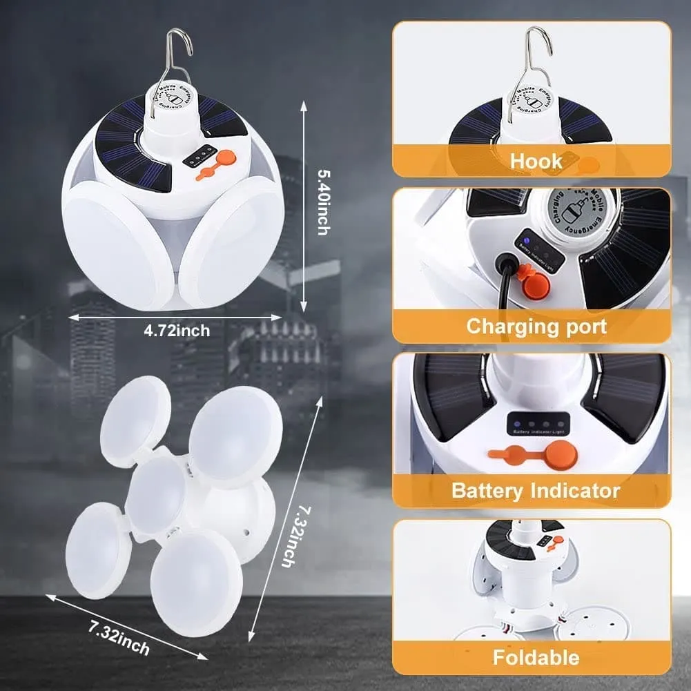 Football Foldable Solar Light, Emergency Home Camping Night Lights, Portable USB Rechargeable LED Search Light, 2 In 1 Camping Light, Portable Tent Lamp with Hanging Hook