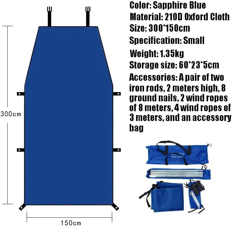 for Subaru Justy/Legacy/Levorg/Outback/Solterra/XV Camping Tarpaulin Car Awning Waterproof Hammock Rainproof Sunshade Rainproof Awning Outdoor,C Blue-S