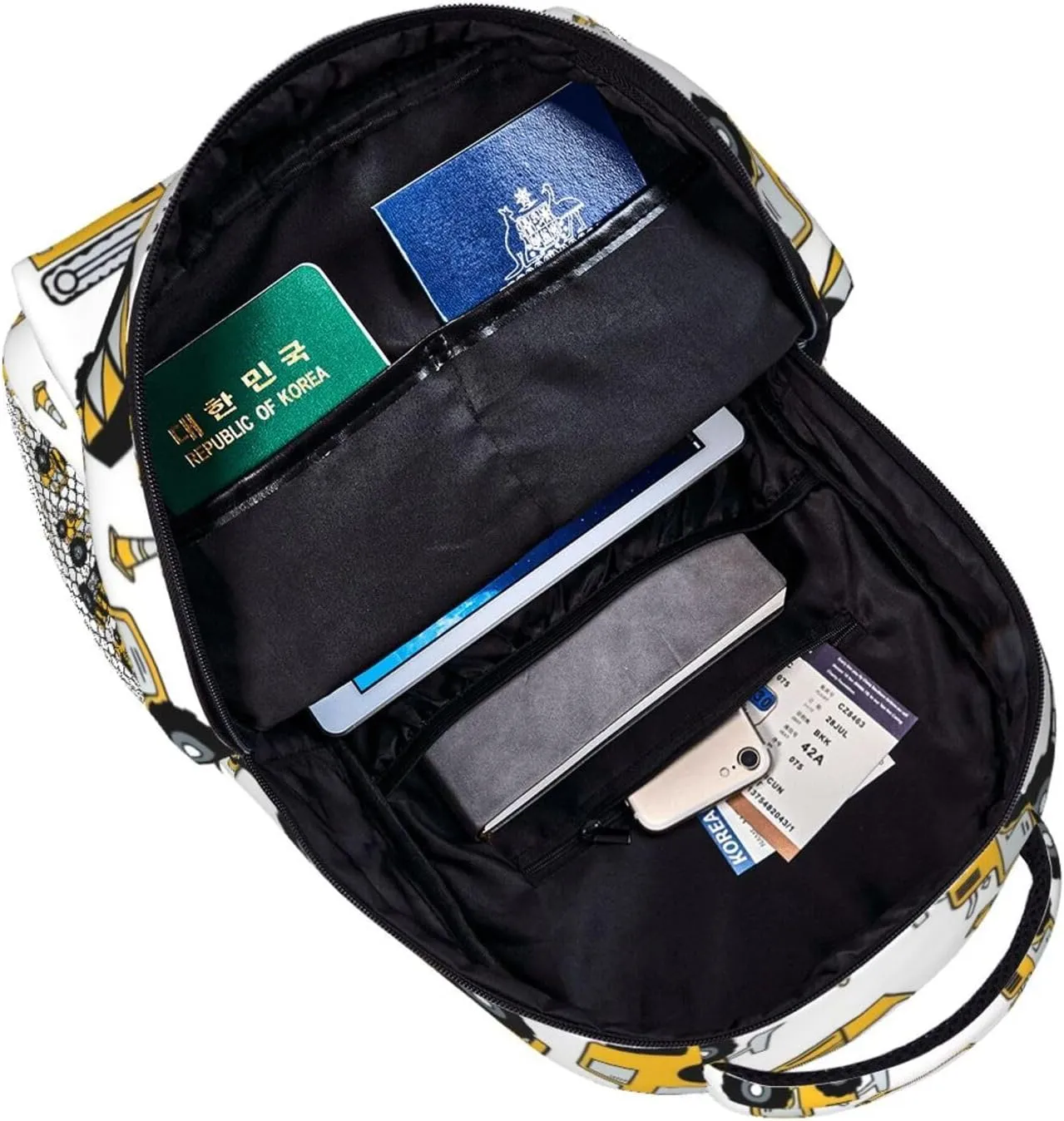 Forklift Excavator Transport Truck Cement Truck Backpack Lightweight Laptop Backpack Casual Daypack Travel Double Shoulder Bag For Women Men