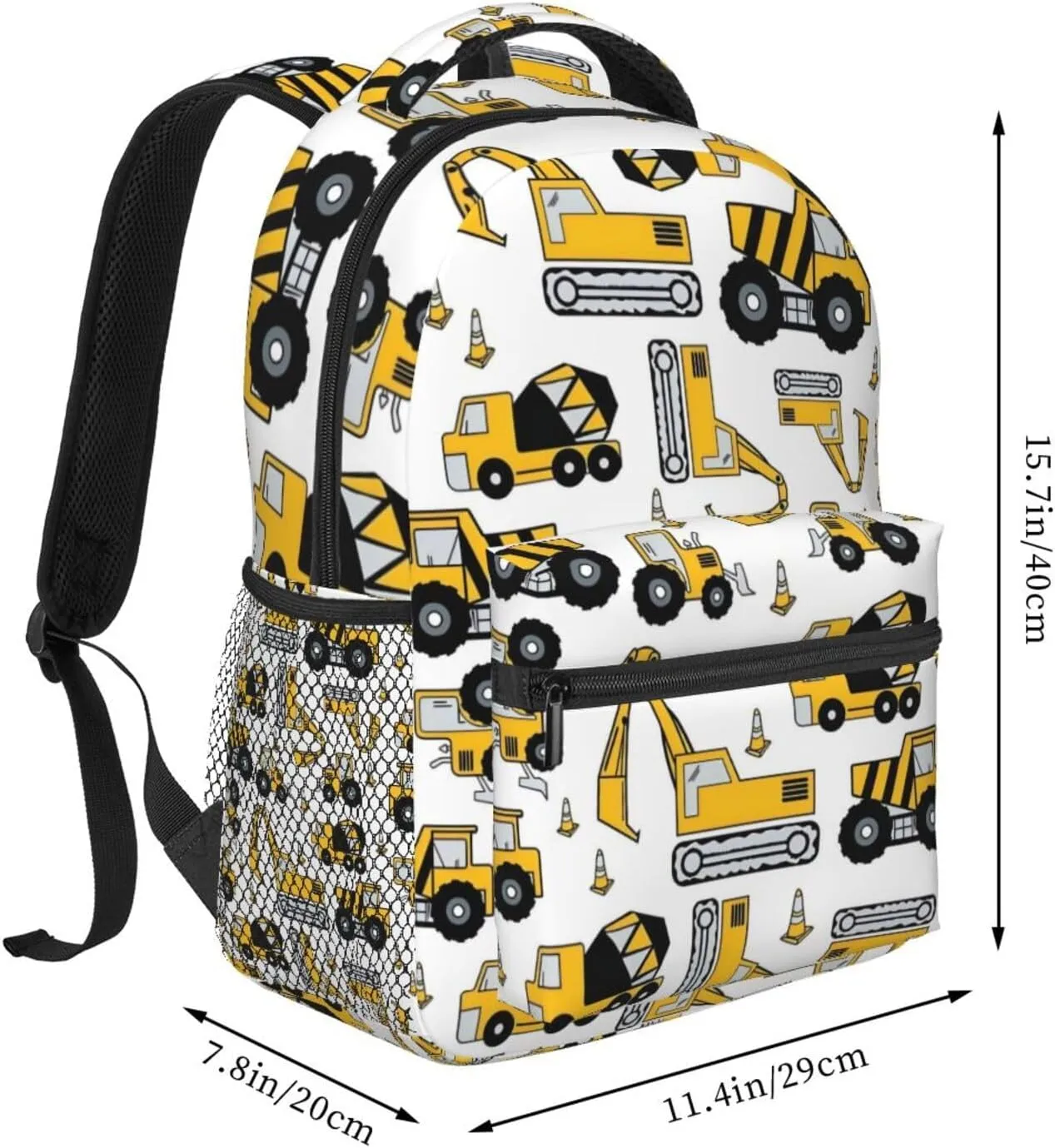 Forklift Excavator Transport Truck Cement Truck Backpack Lightweight Laptop Backpack Casual Daypack Travel Double Shoulder Bag For Women Men