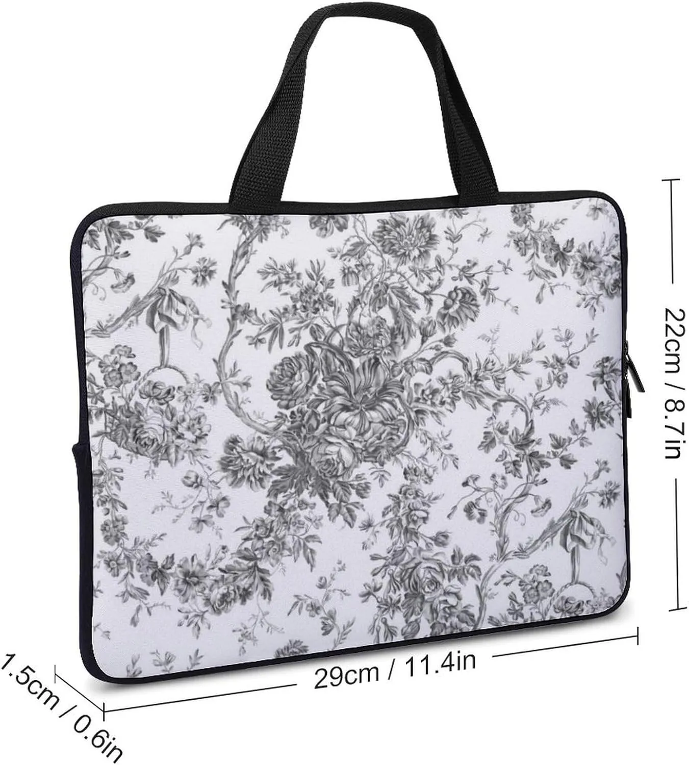 French Engraved Floral Toile Laptop Bag Waterproof Dustproof Crack Proof Large Capacity