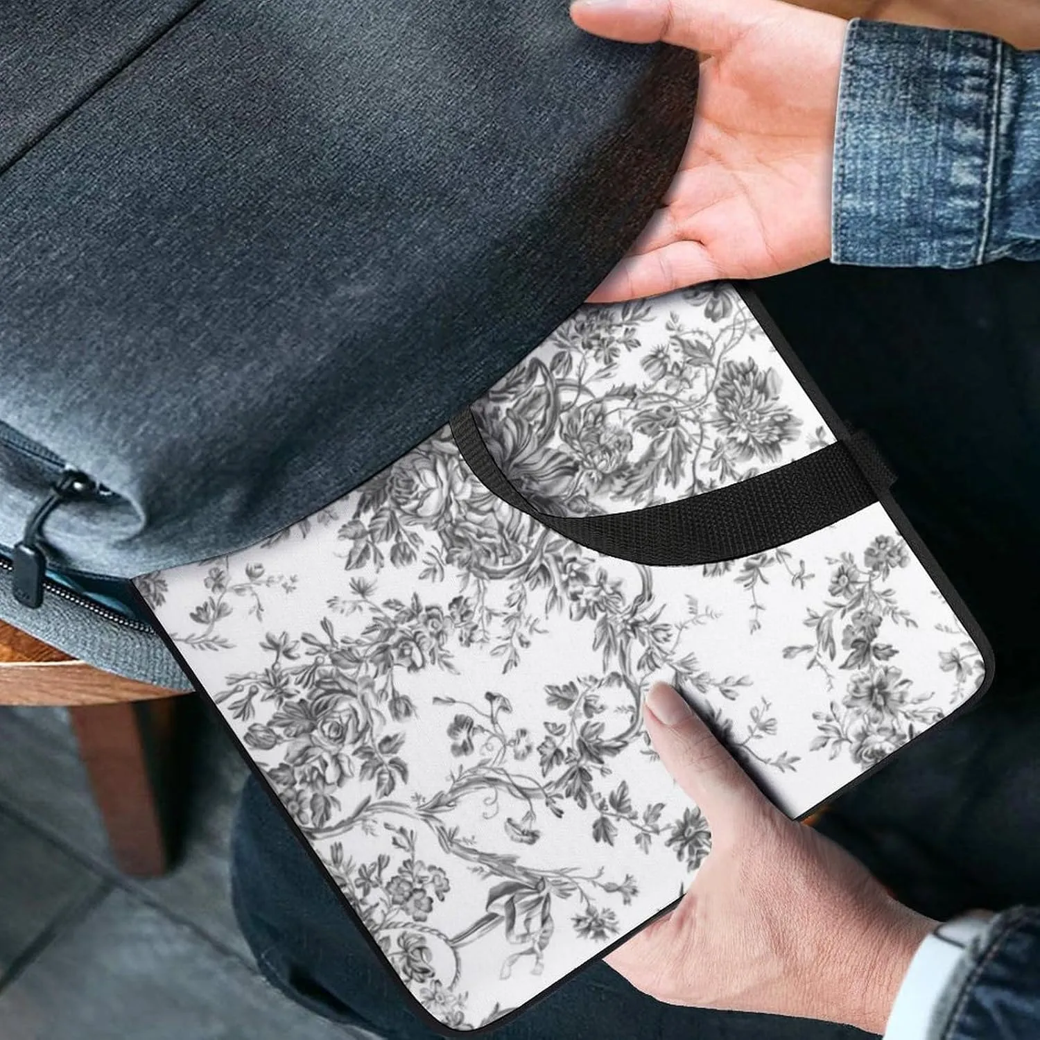 French Engraved Floral Toile Laptop Bag Waterproof Dustproof Crack Proof Large Capacity