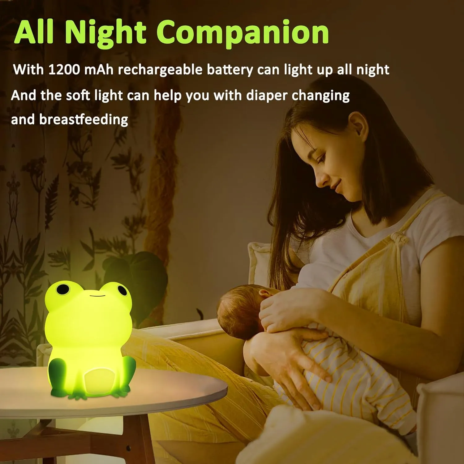 Frog Night Light for Nursery, Rechargeable Dimmable Bedside Lamp with Touch Control(ABS SIL), Portable Kids Gift for Girls, Boys, Babies