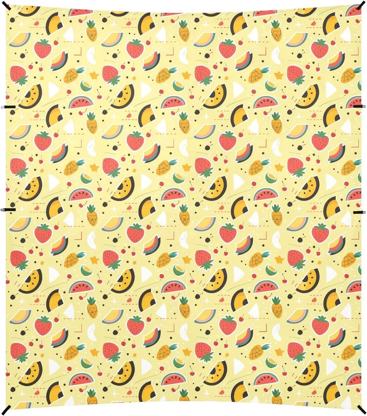 Fruits Abstract Cartoon Lovely Foldable Beach Canopy UPF50  Waterproof Outdoor Sun Shade with Sandbags, Sand Shovel, Poles for Camping, Picnics, Backyard & Fishing