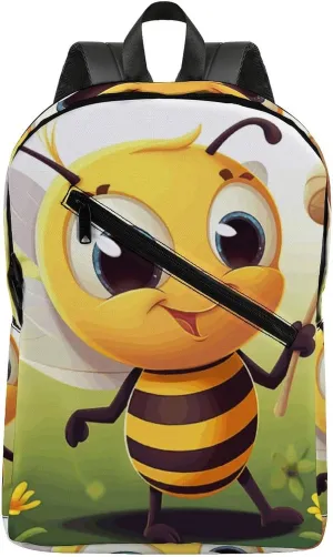 Functional Backpack, Honey Beem Print Travel Backpack Laptop Backpack Hiking Backpack Comfortable Backpack Casual Backpack