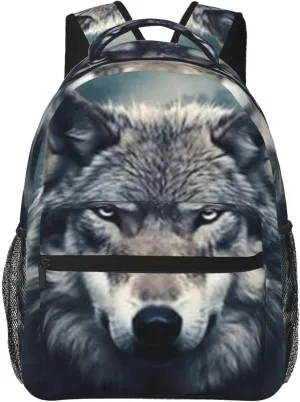 G-ray Wolf Lightweight Casual Student Backpack With Adjustable Shoulder Straps And Cushioned Back For Comfort Black