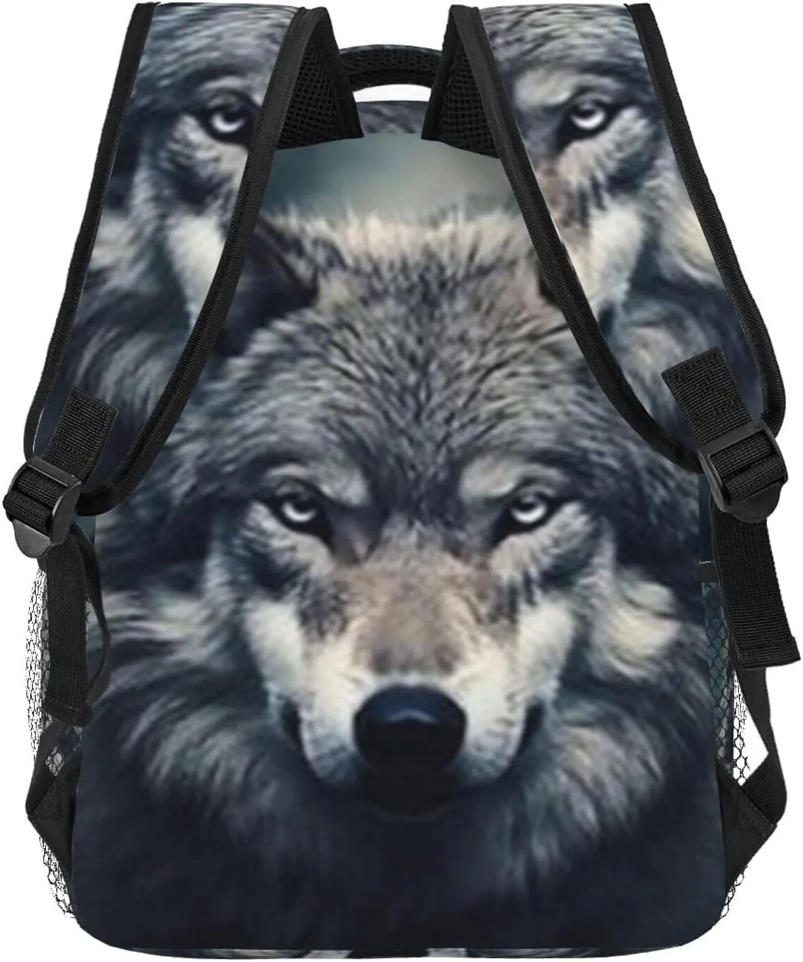 G-ray Wolf Lightweight Casual Student Backpack With Adjustable Shoulder Straps And Cushioned Back For Comfort Black