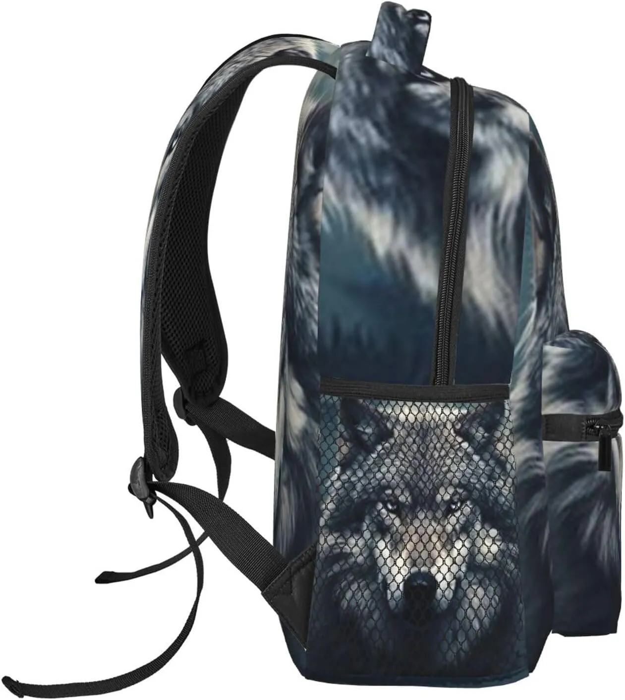 G-ray Wolf Lightweight Casual Student Backpack With Adjustable Shoulder Straps And Cushioned Back For Comfort Black