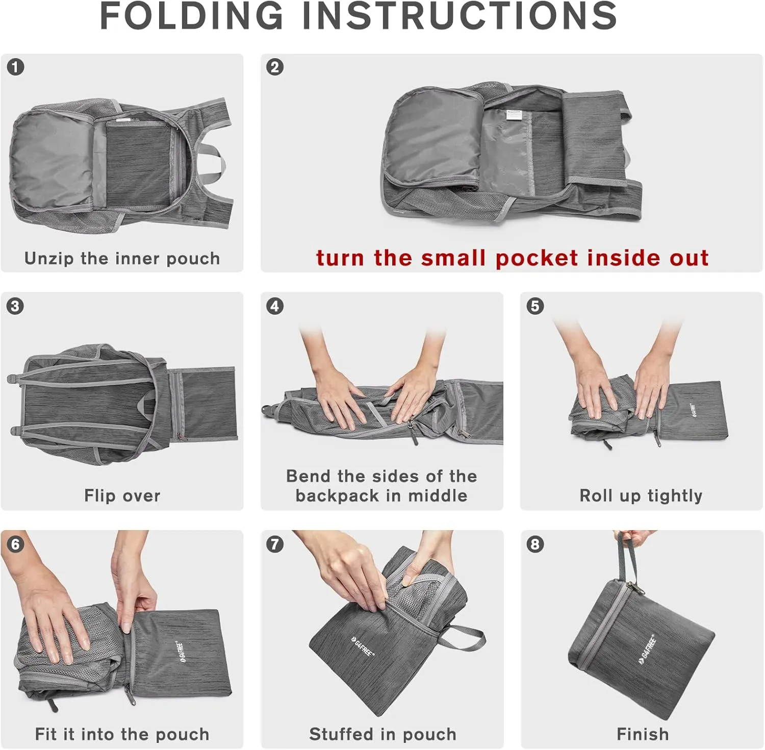 G4Free 10L Hiking Backpack Small Travel Hiking Daypack Lightweight Packable Backpack Casual Foldable Shoulder Bag