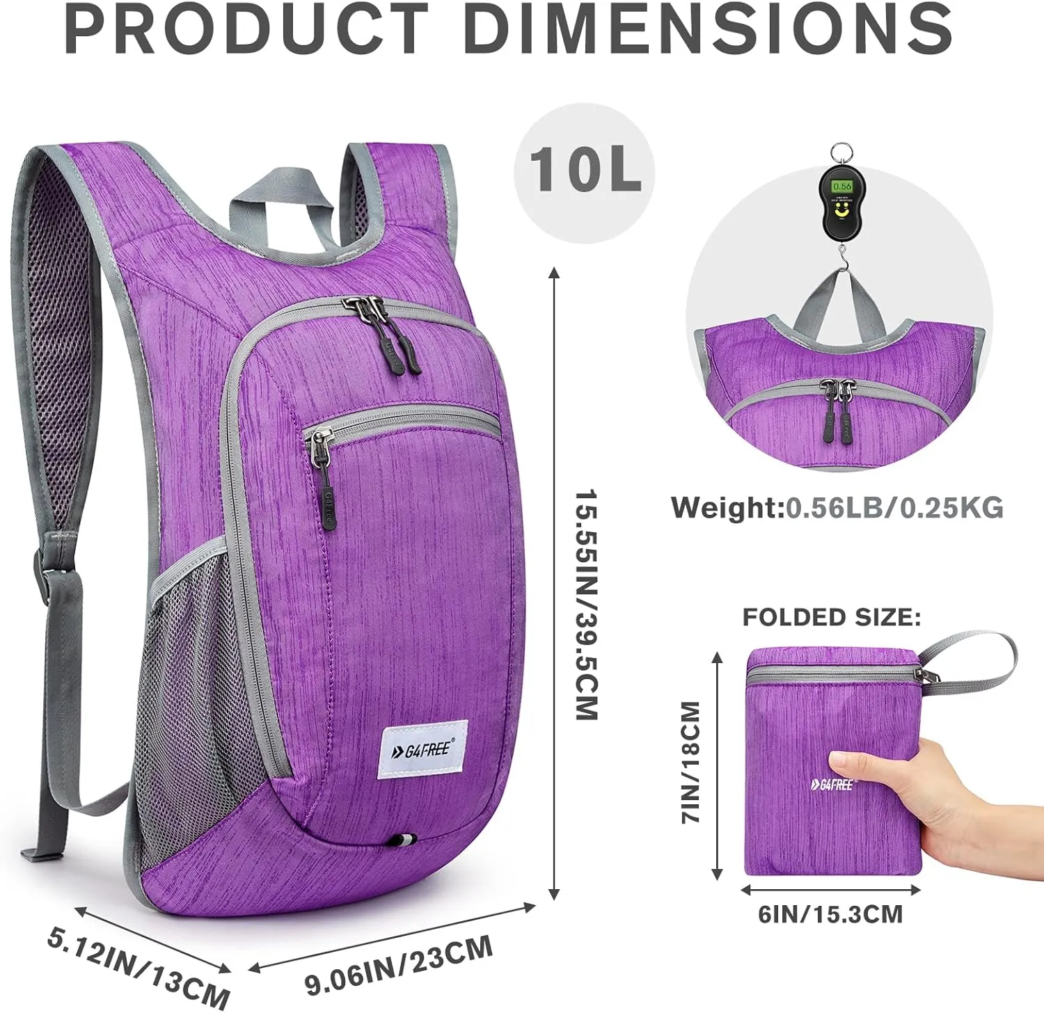 G4Free 10L/15L Hiking Backpack Lightweight Packable Hiking Daypack Small Travel Outdoor Foldable Shoulder Bag