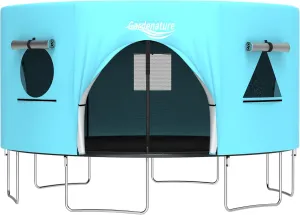 Gardenature Trampoline Tent Cover 14FT 12FT 10FT Tent for Trampoline wit LED Lightband Trampoline Accessory for 6/8 Straight Pole Round Trampoline Gray Blue Green Kahki-Tent Only